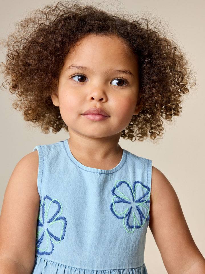Blue Floral Sleeveless Playsuit (3mths-7yrs)