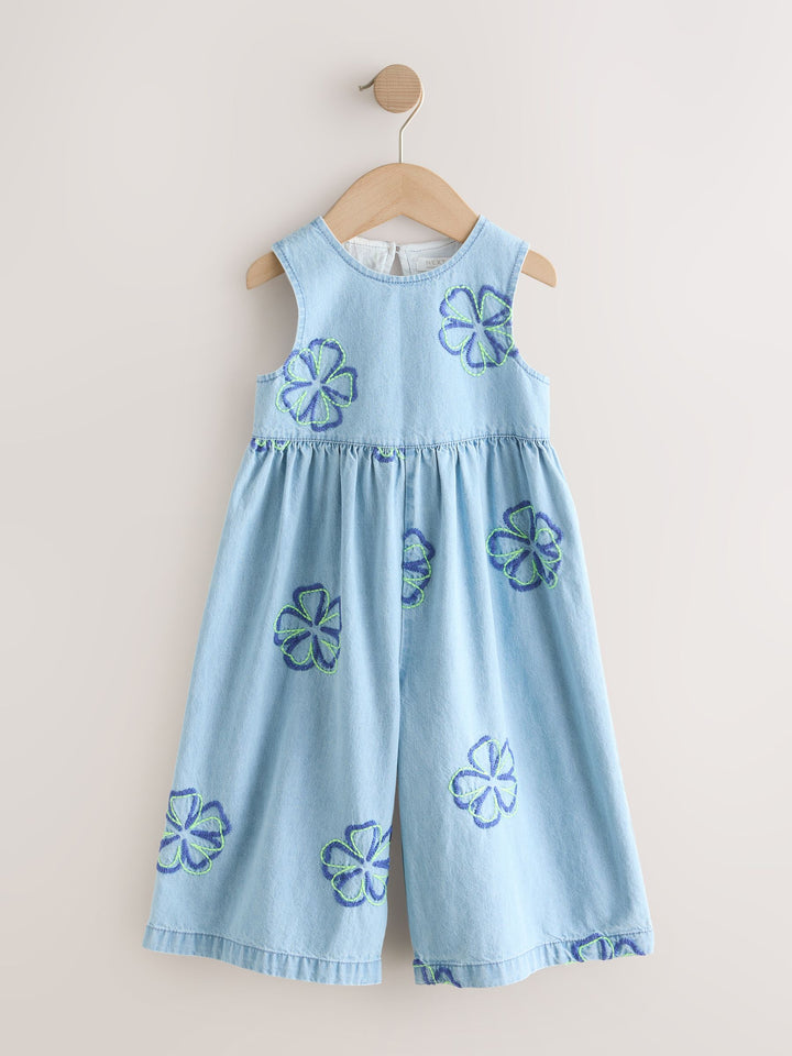 Blue Floral Sleeveless Playsuit (3mths-7yrs)