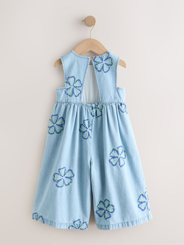 Blue Floral Sleeveless Playsuit (3mths-7yrs)