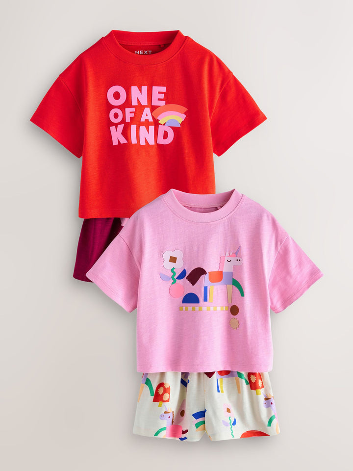 Unicorn Top & Shorts Set 2 Pack (3mths-7yrs)