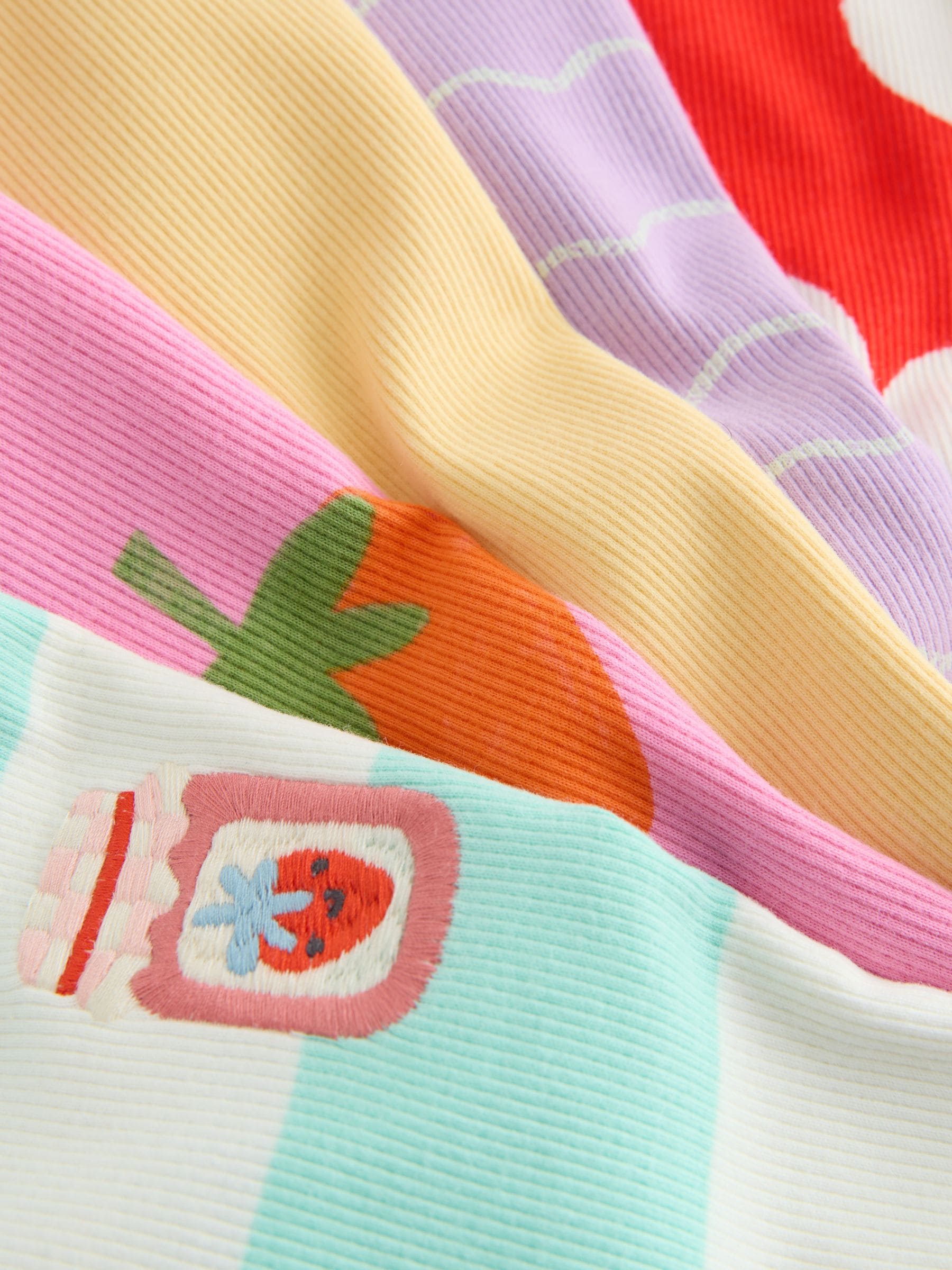 Bright Fruit Ribbed Short Sleeve Tops 5 Pack (3mths-7yrs)
