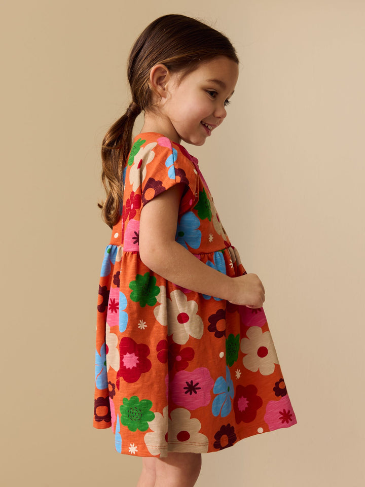 Orange Floral Jersey Dress (3mths-7yrs)