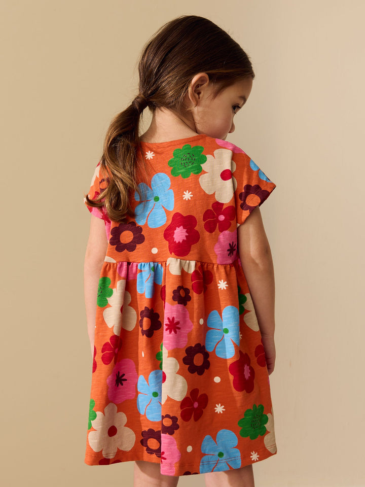 Orange Floral Jersey Dress (3mths-7yrs)