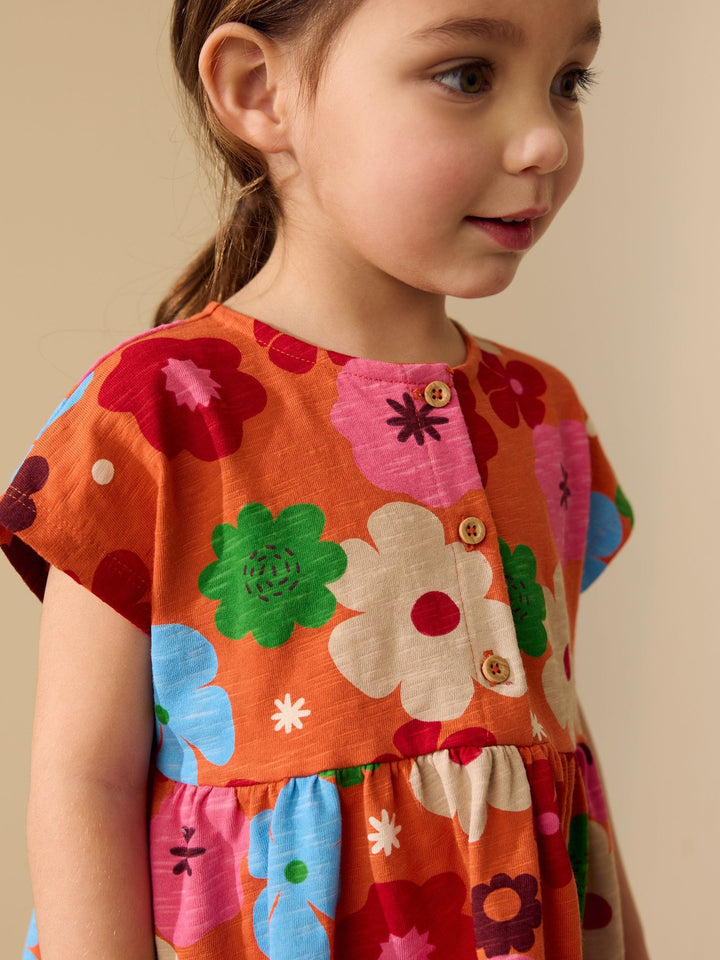 Orange Floral Jersey Dress (3mths-7yrs)