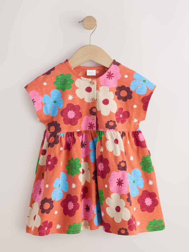 Orange Floral Jersey Dress (3mths-7yrs)