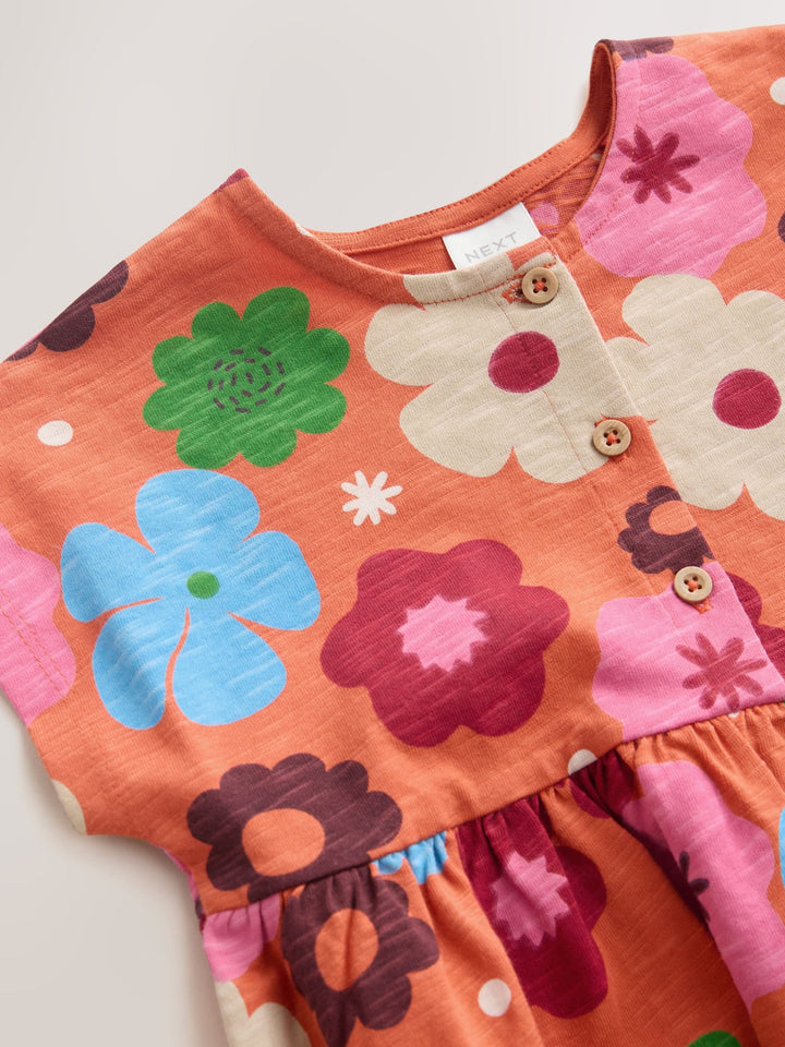 Orange Floral Jersey Dress (3mths-7yrs)