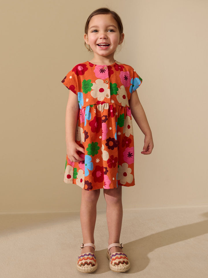 Orange Floral Jersey Dress (3mths-7yrs)