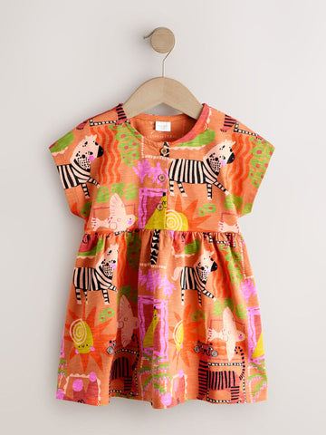 Orange Zebra Jersey Dress (3mths-7yrs)