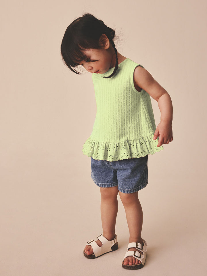 Green Broderie Vest (3mths-7yrs)