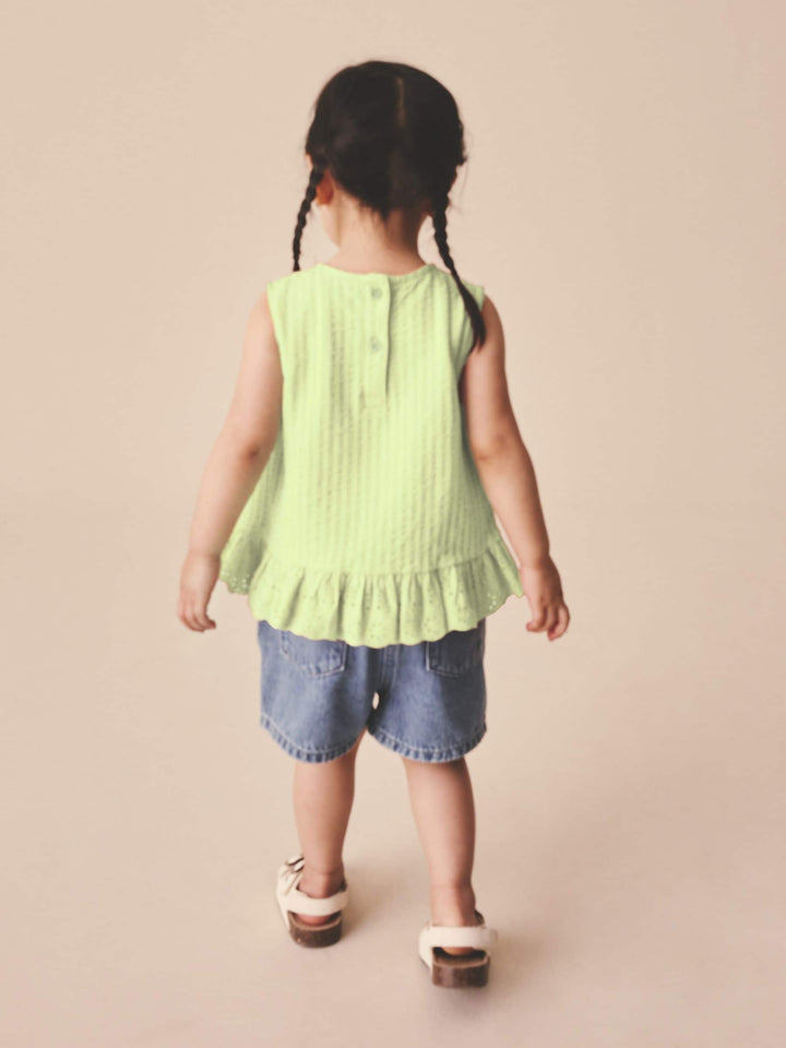 Green Broderie Vest (3mths-7yrs)