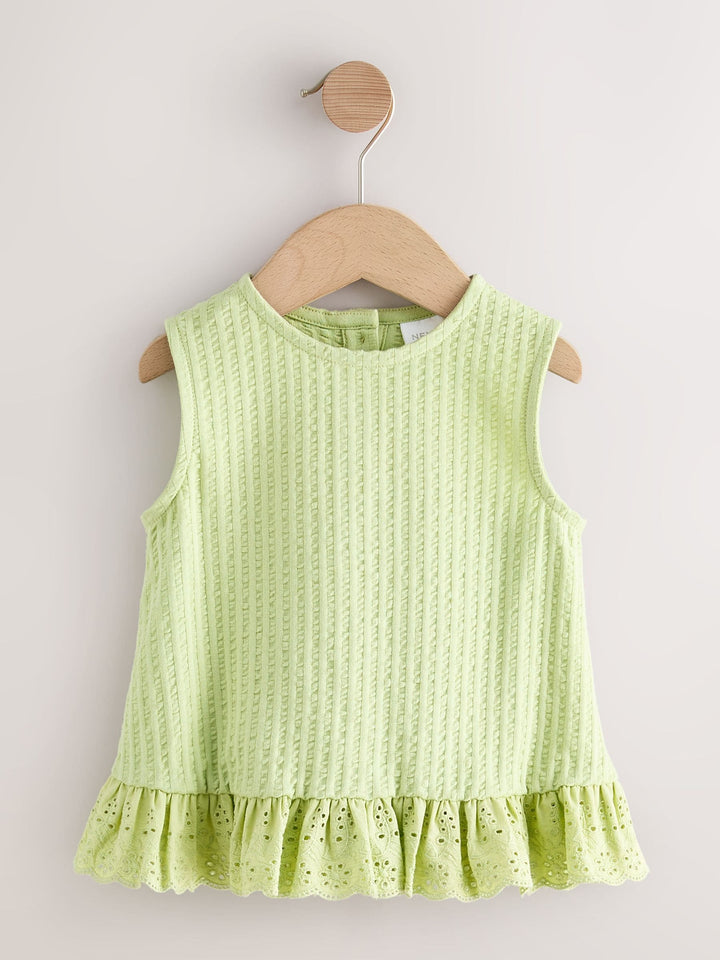 Green Broderie Vest (3mths-7yrs)