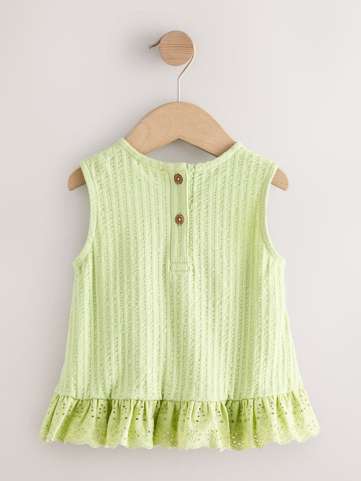 Green Broderie Vest (3mths-7yrs)