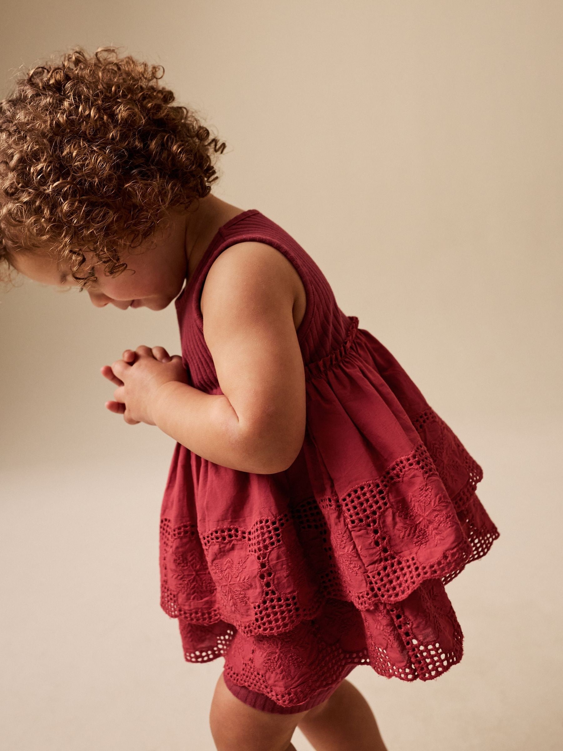 Chocolate Brown Broderie Peplum Vest and Cycle Shorts Set (3mths-8yrs)
