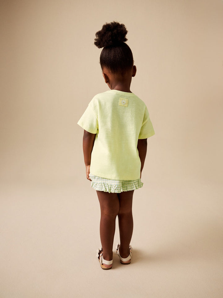 Lime Green Flower Short Sleeve Top and Shorts Set (3mths-7yrs)