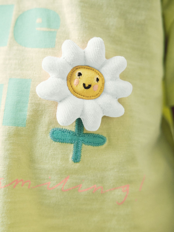 Lime Green Flower Short Sleeve Top and Shorts Set (3mths-7yrs)