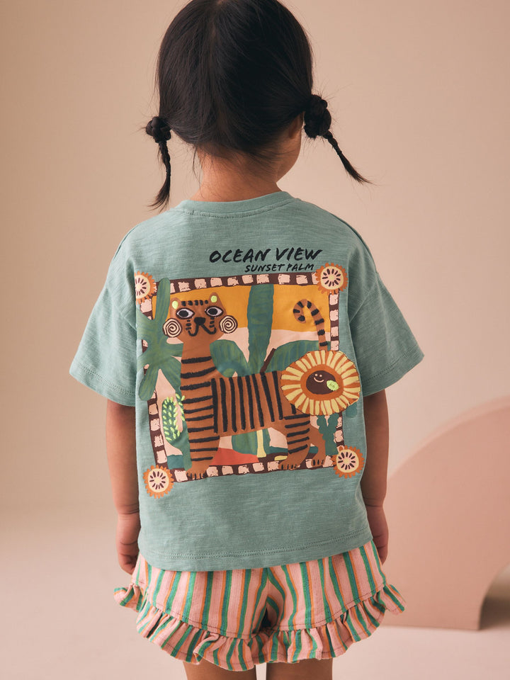 Green Tiger Short Sleeve T-Shirt and Shorts Set (3mths-7yrs)
