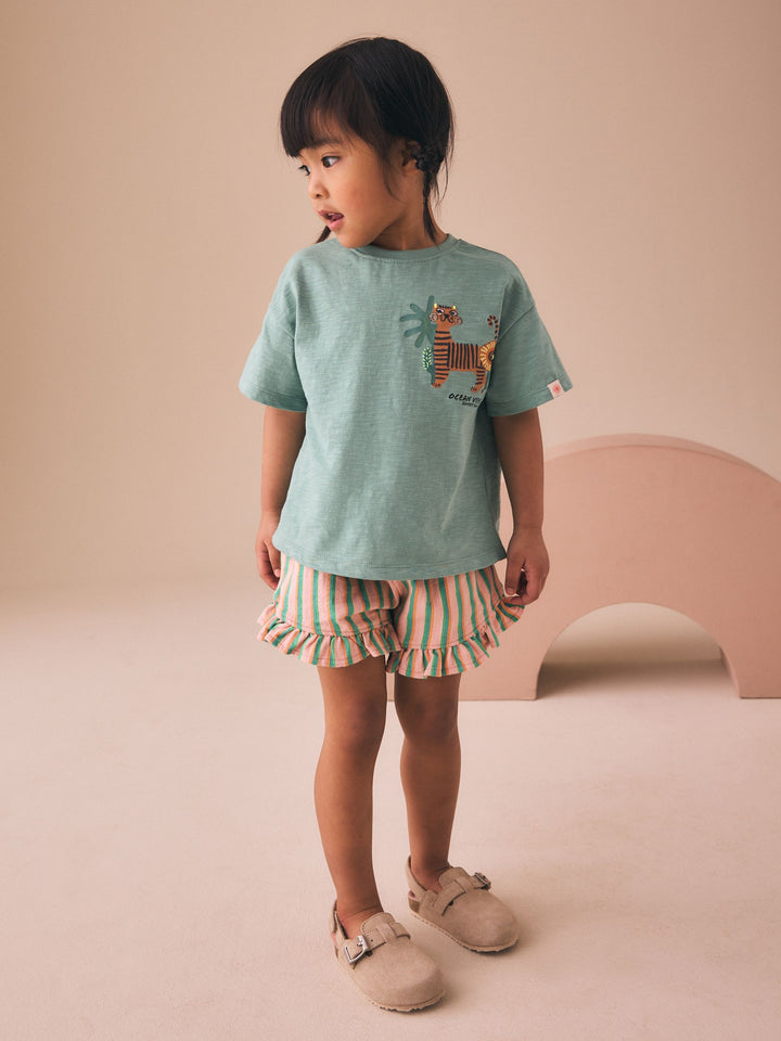 Green Tiger Short Sleeve T-Shirt and Shorts Set (3mths-7yrs)
