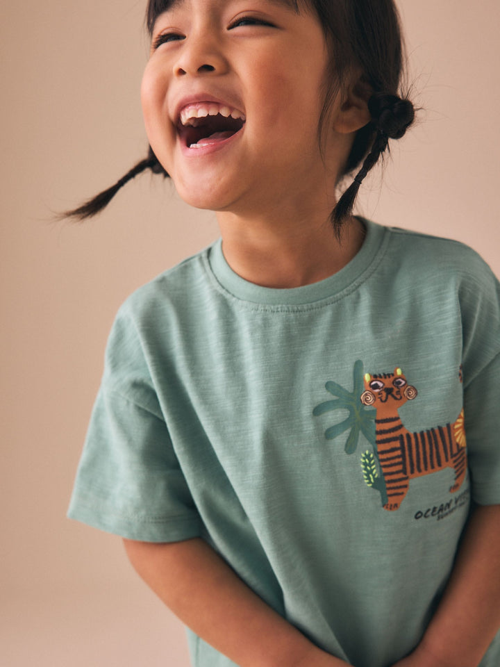 Green Tiger Short Sleeve T-Shirt and Shorts Set (3mths-7yrs)
