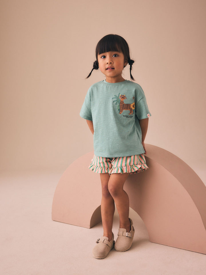 Green Tiger Short Sleeve T-Shirt and Shorts Set (3mths-7yrs)