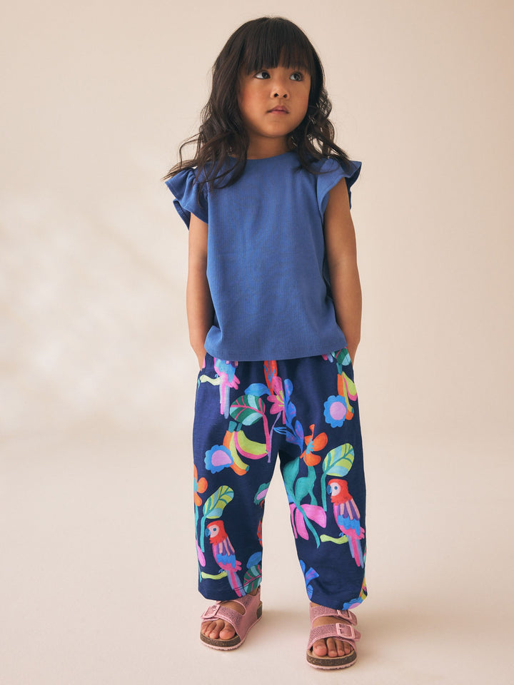 Navy Bird Barrel Leg Trousers (3mths-7yrs)