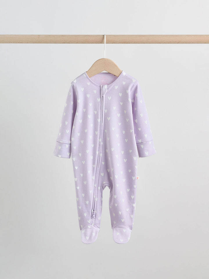 Pastel Two Way Zip Baby Sleepsuits 5 Pack (0mths-2yrs)