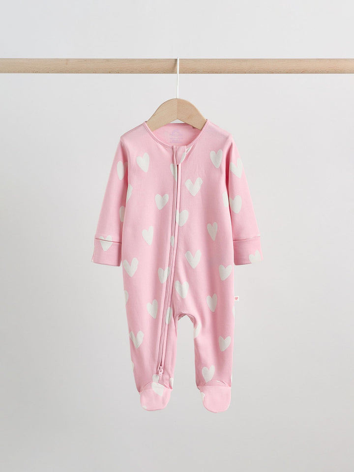 Pastel Two Way Zip Baby Sleepsuits 5 Pack (0mths-2yrs)