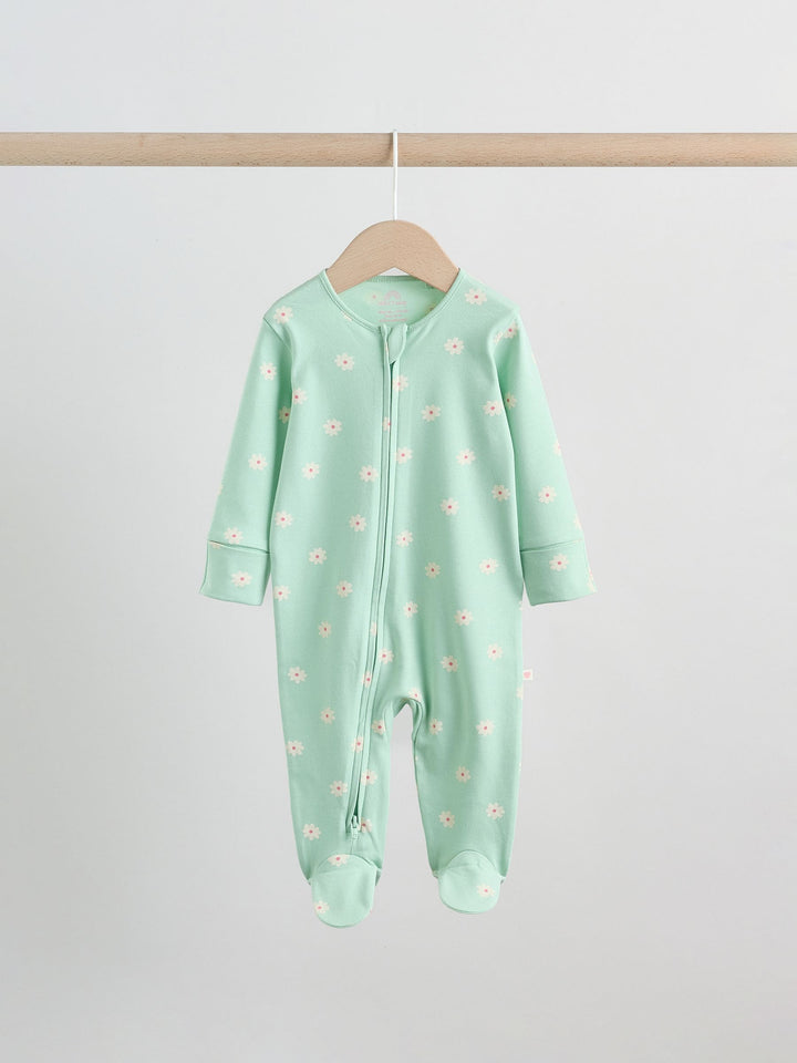 Pastel Two Way Zip Baby Sleepsuits 5 Pack (0mths-2yrs)