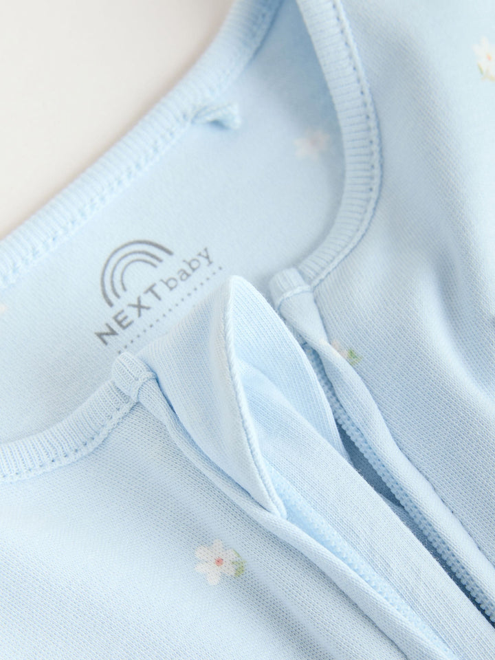 Multi Two Way Zip Baby Sleepsuit 3 Pack (0mths-3yrs)