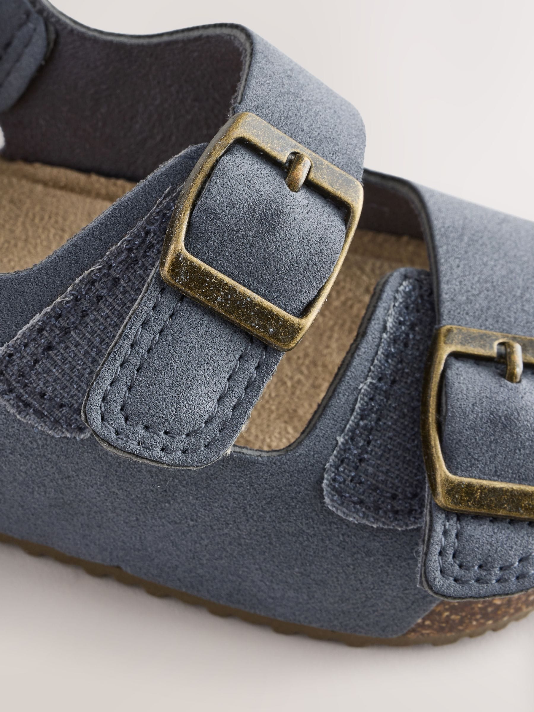 Navy Standard Fit (F) Double Buckle Cushioned Footbed Sandals