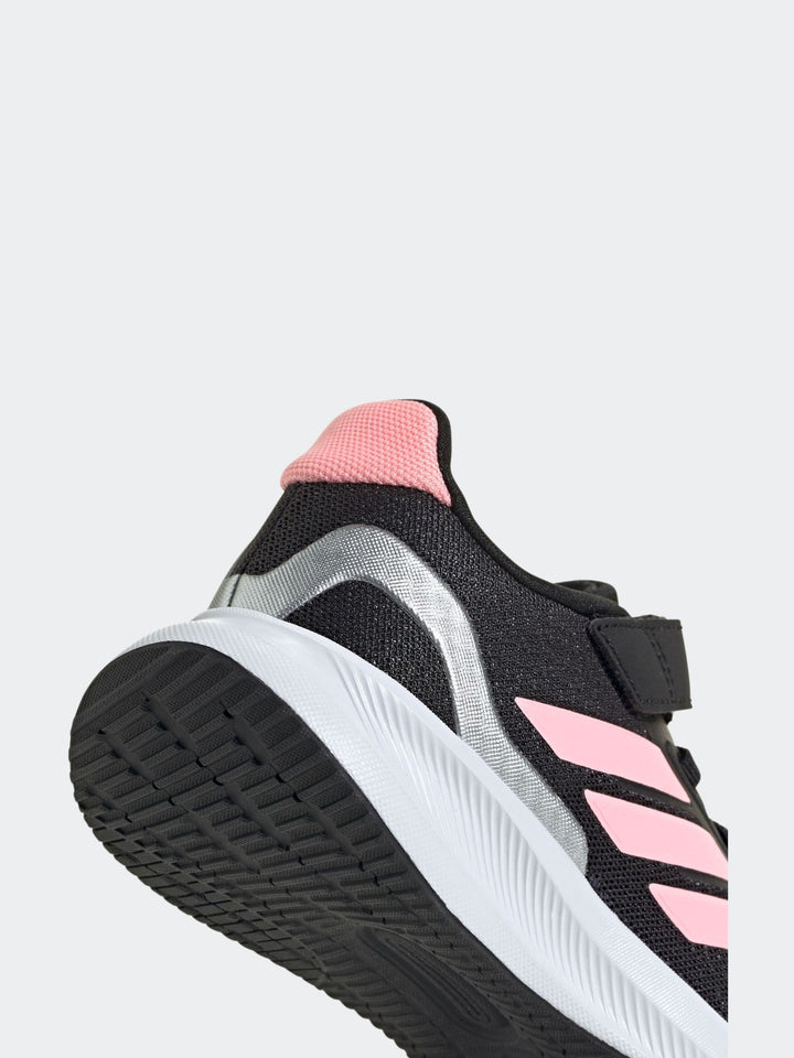 adidas Black/Pink Runfalcon 5 Elastic Lace Running Kids Trainers