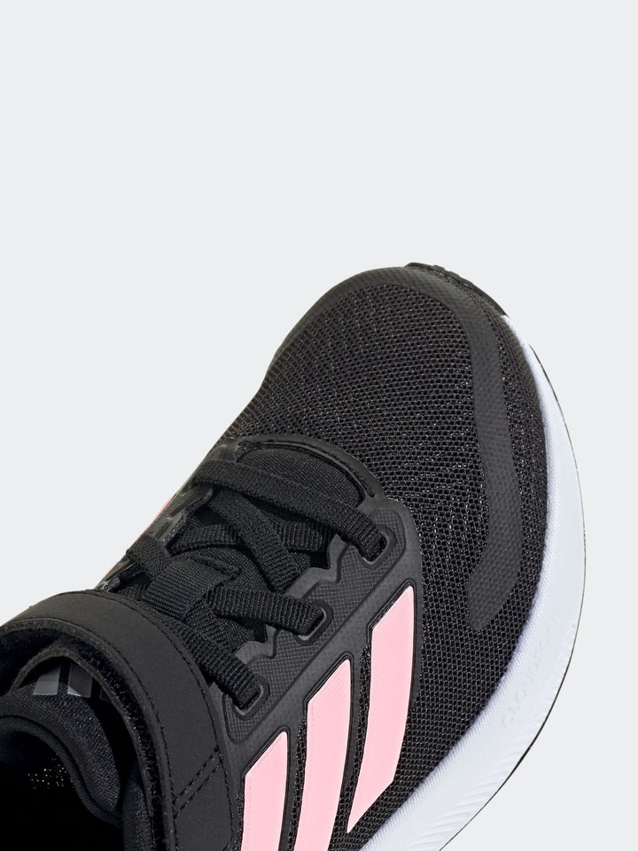 adidas Black/Pink Runfalcon 5 Elastic Lace Running Kids Trainers