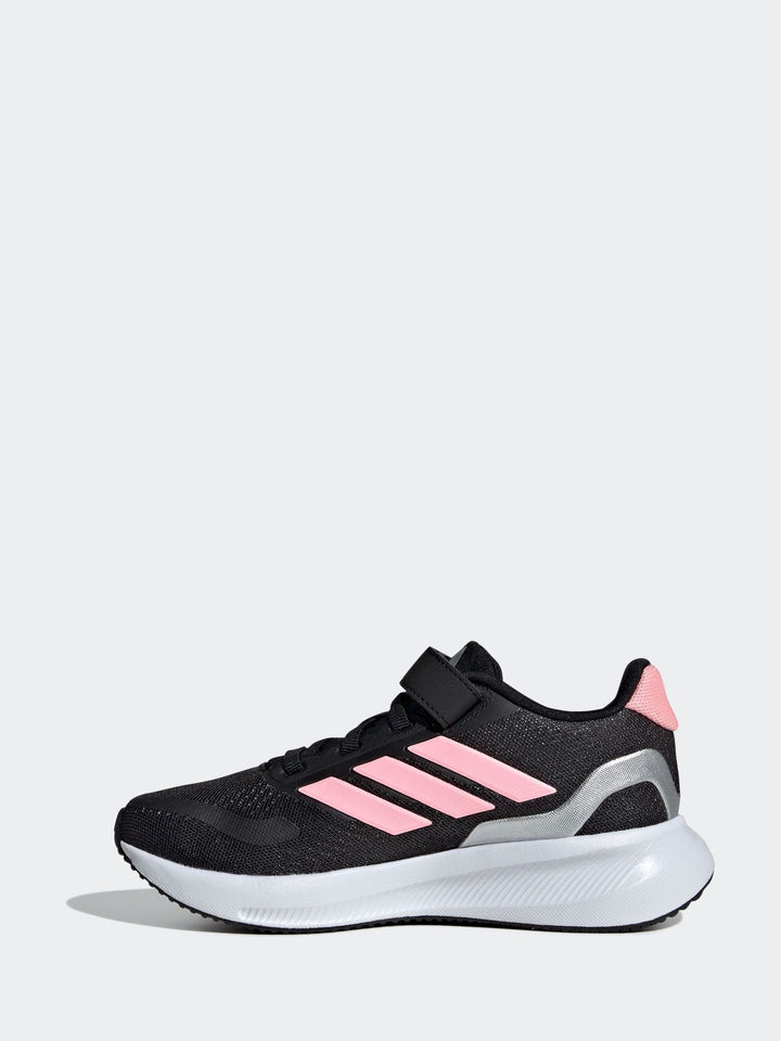 adidas Black/Pink Runfalcon 5 Elastic Lace Running Kids Trainers