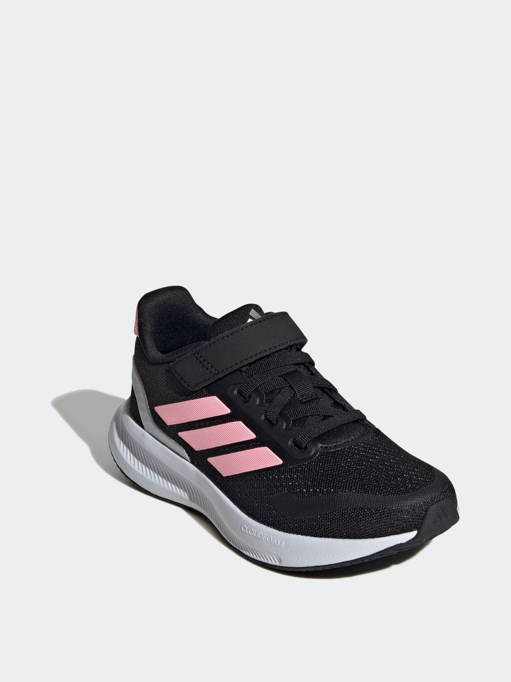 adidas Black/Pink Runfalcon 5 Elastic Lace Running Kids Trainers