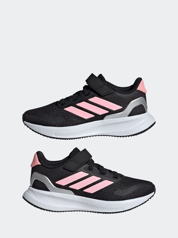 adidas Black/Pink Runfalcon 5 Elastic Lace Running Kids Trainers