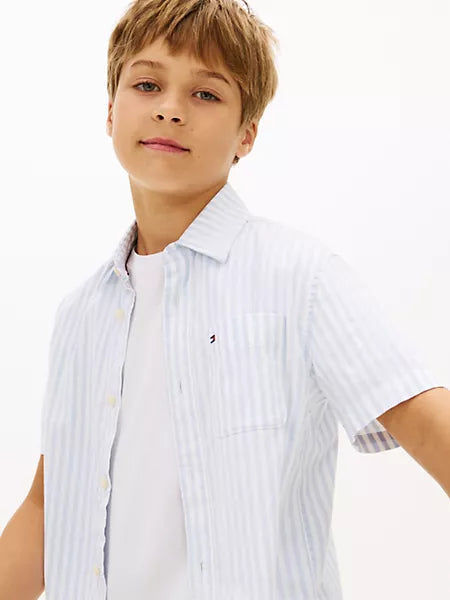 Boys Kids' Stripe Stretch Pocket Shirt Tommy Hilfiger