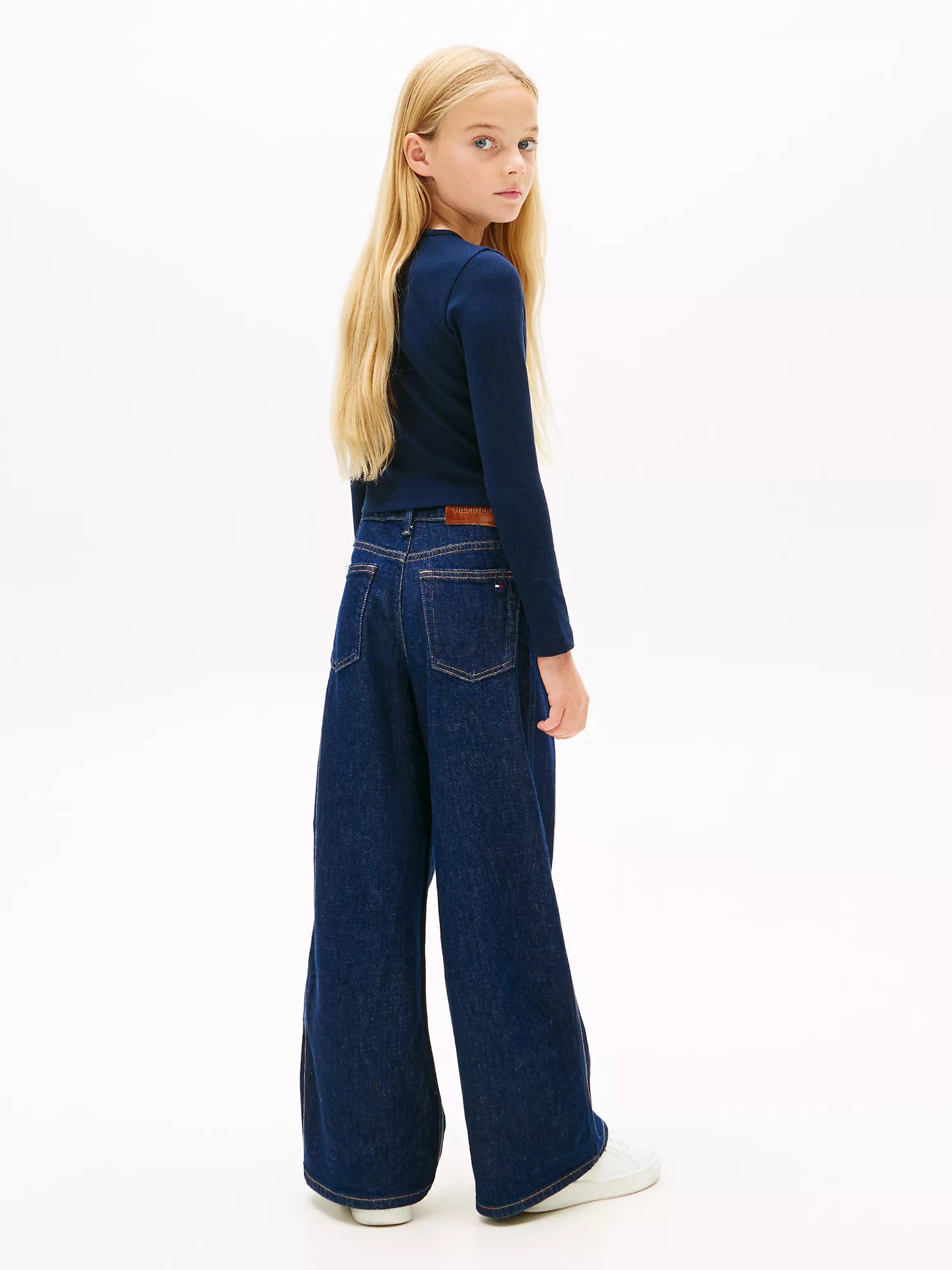 Long Sleeve Badge Ribbed Crewneck Sz 7-8