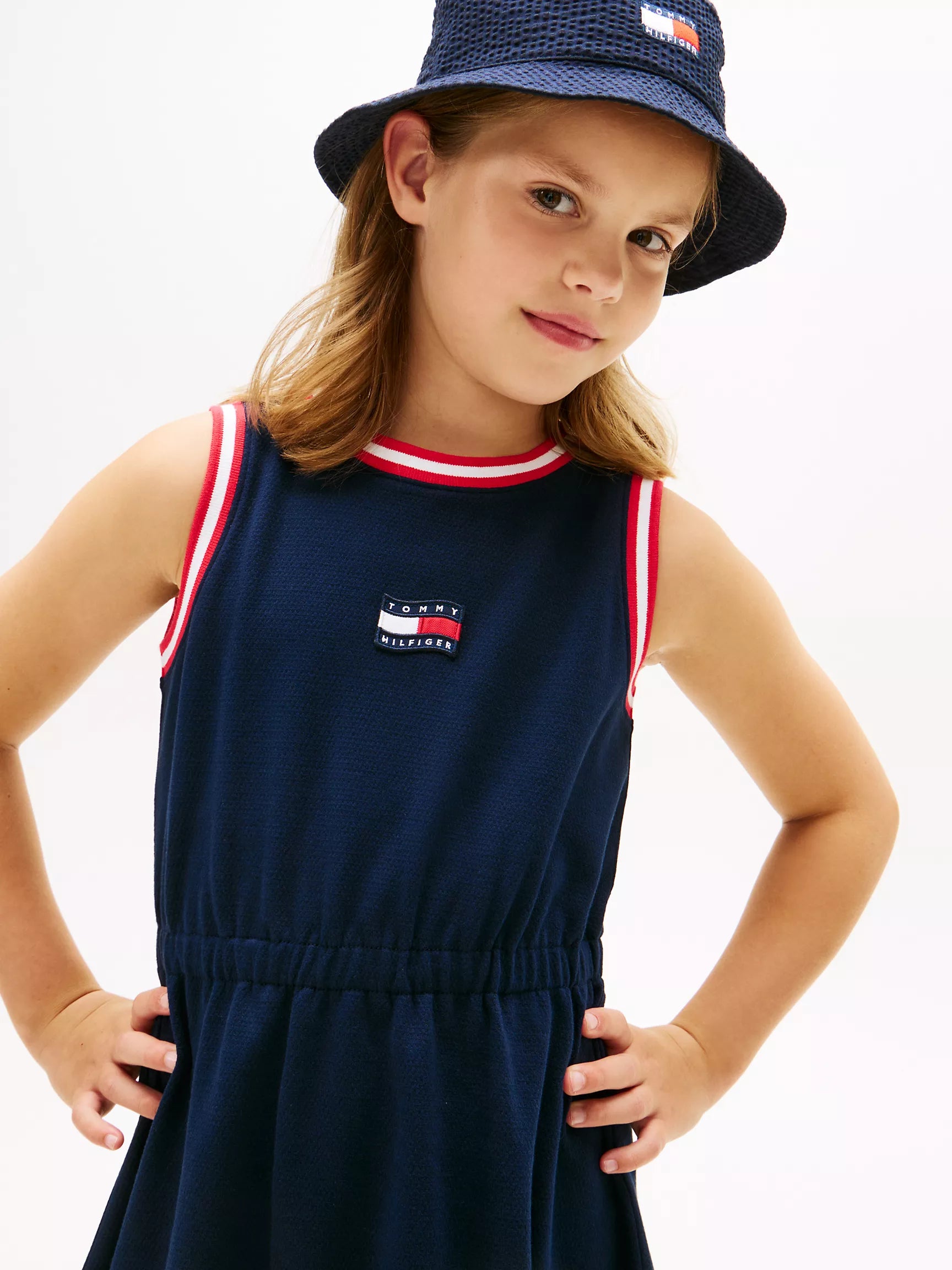 Kids' Wavy Flag Logo Sleeveless Dress