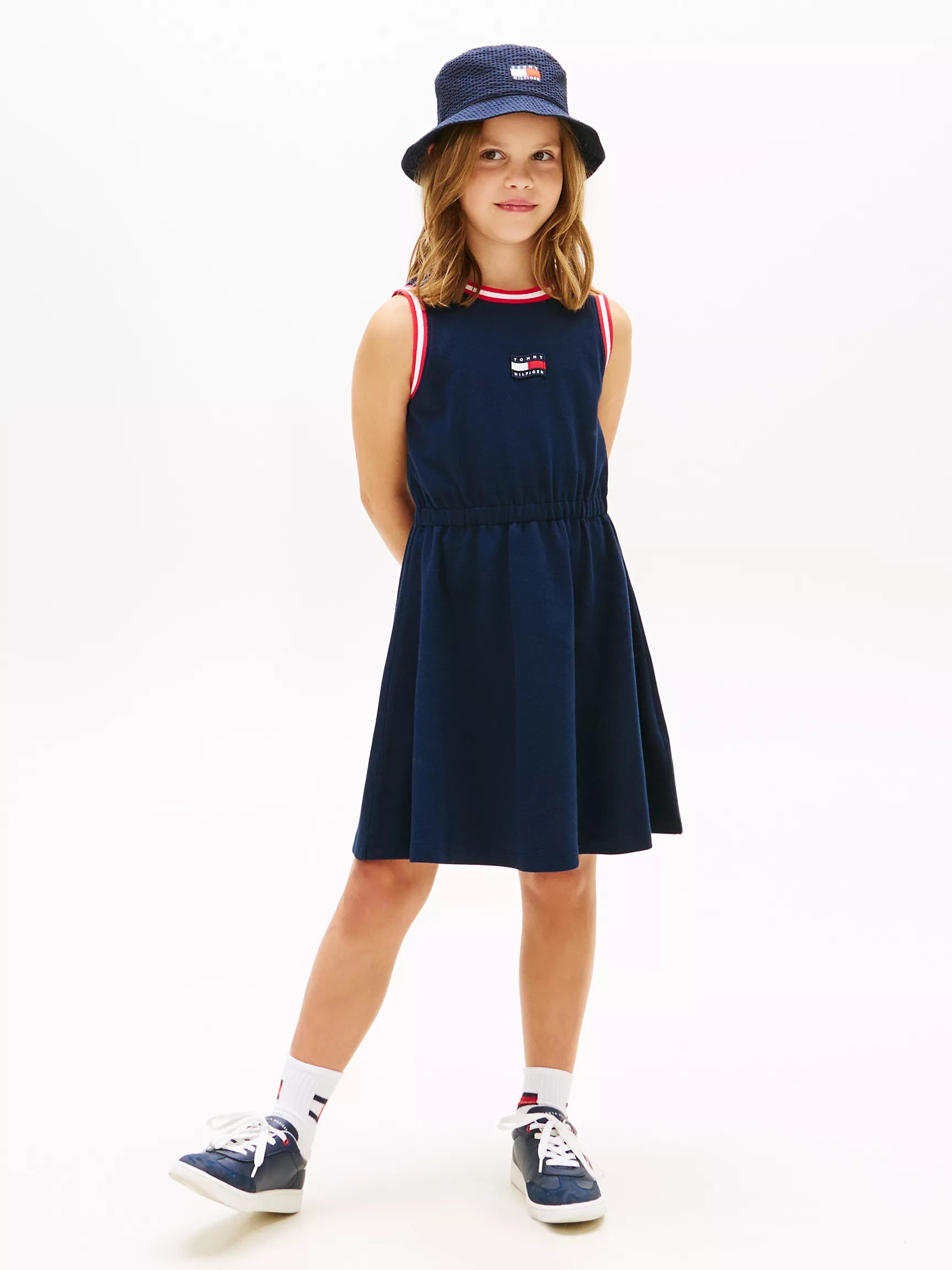 Kids' Wavy Flag Logo Sleeveless Dress
