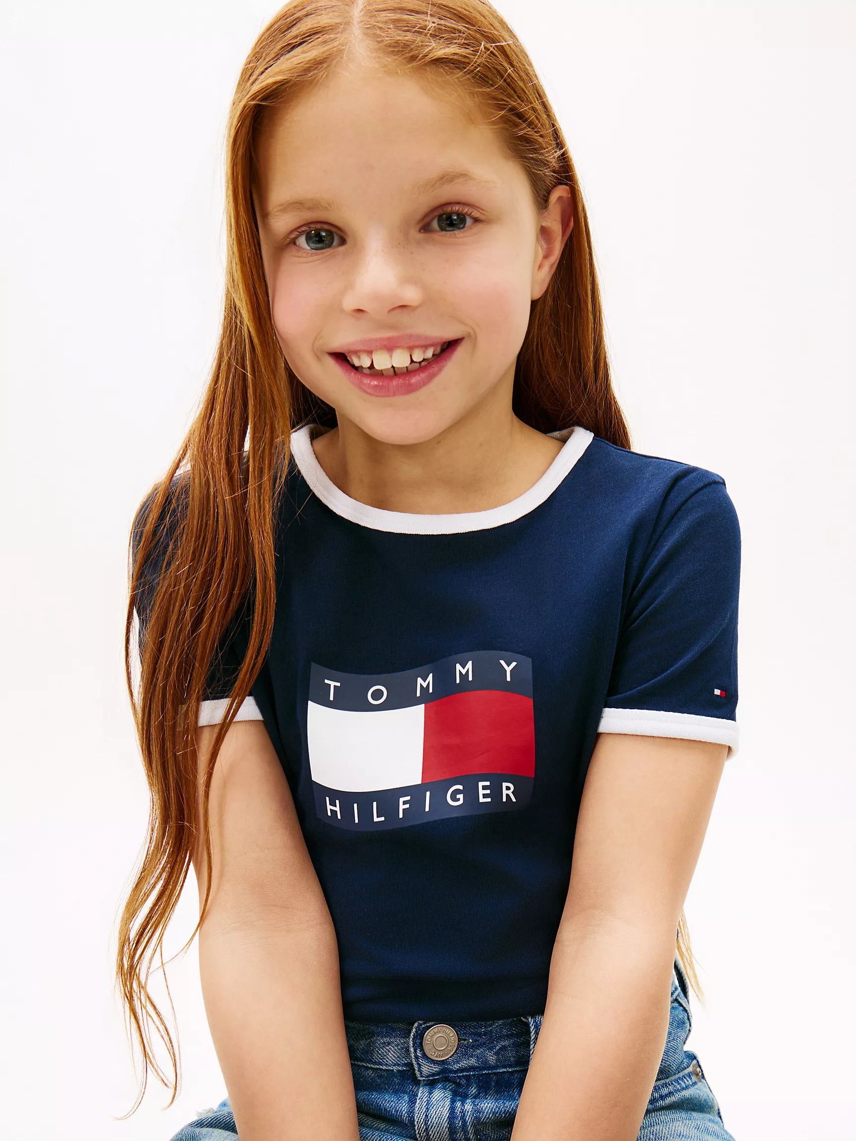Kids' Wavy Flag Logo Ringer T-Shirt