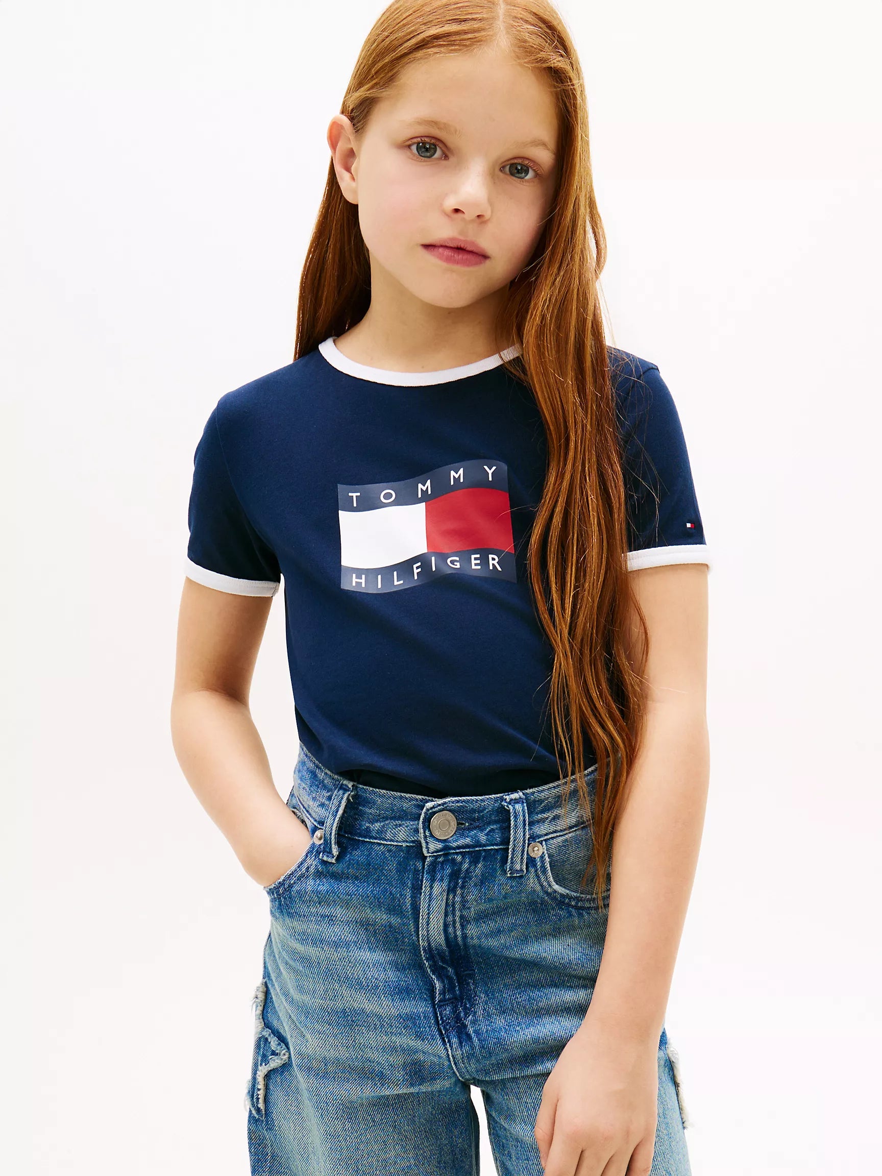 Kids' Wavy Flag Logo Ringer T-Shirt