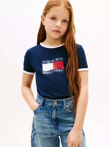 Kids' Wavy Flag Logo Ringer T-Shirt