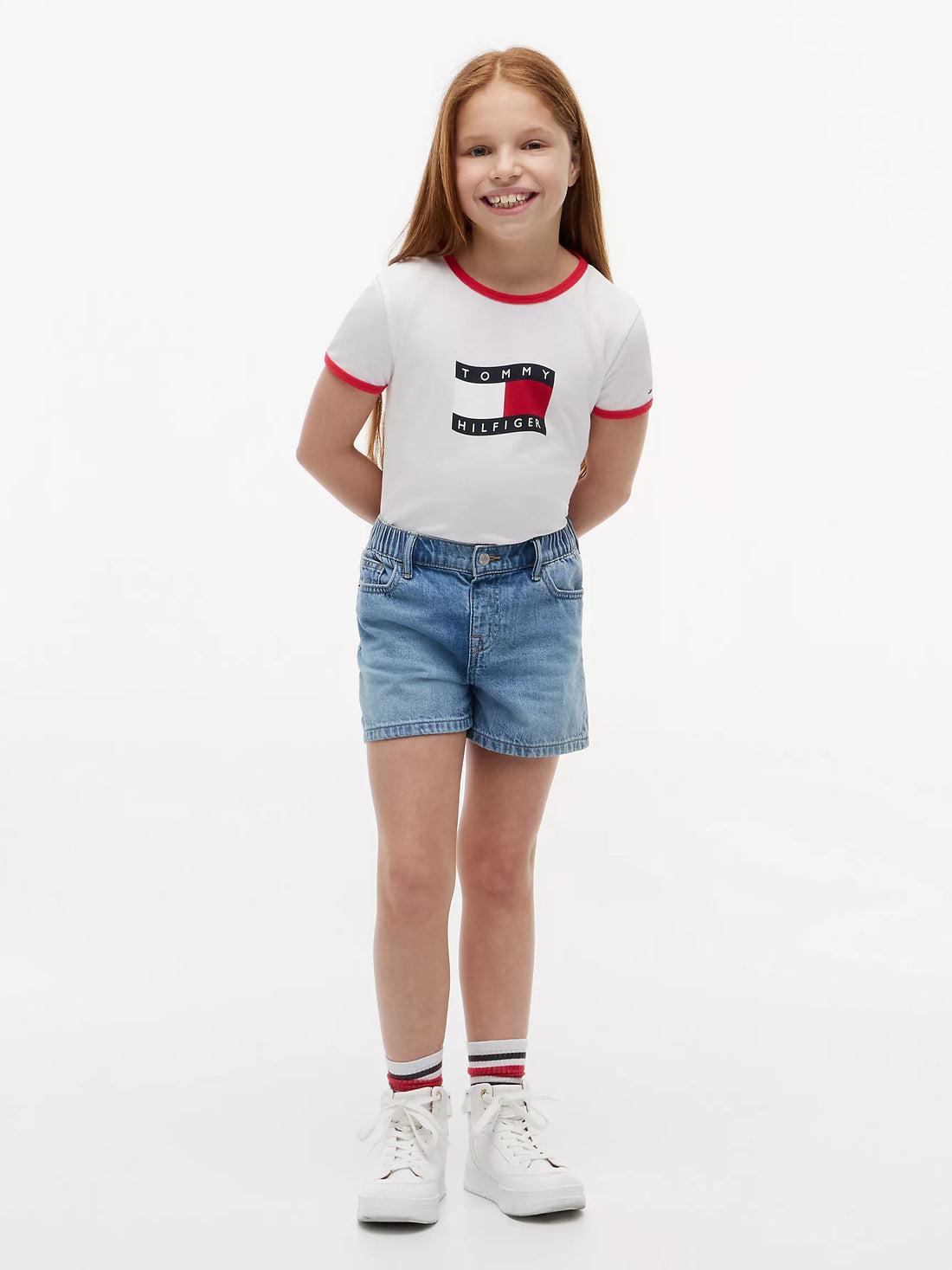 Wavy Flag Logo Ringer T-Shirt Sz 6