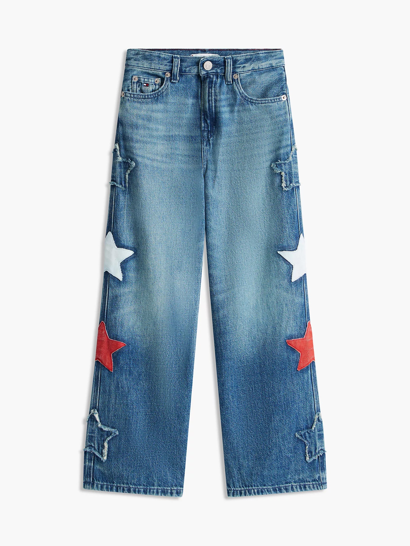 Kids' Star Motif High-Rise Wide Leg Jean