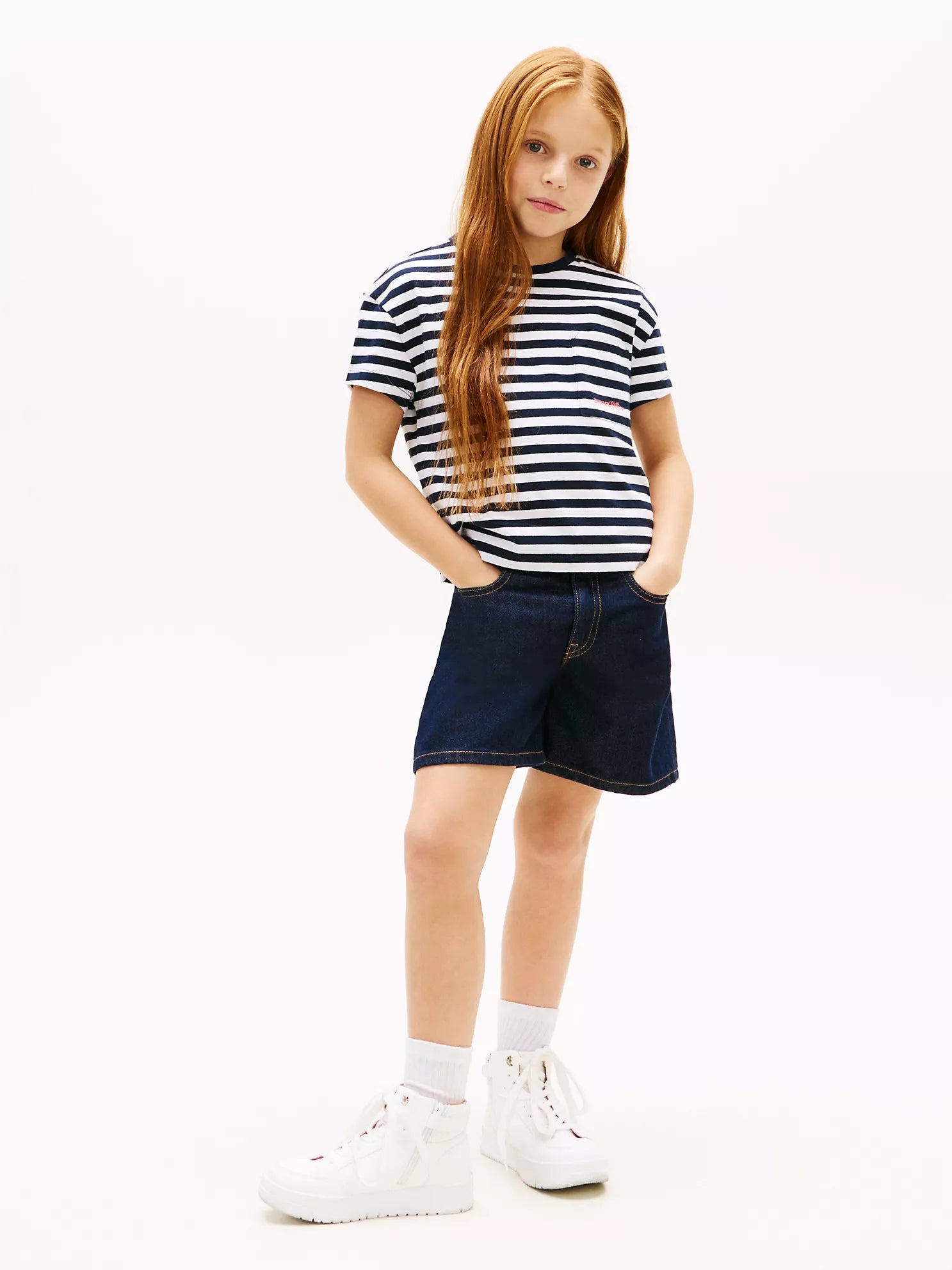 Girls   Stripe Pocket T-Shirt