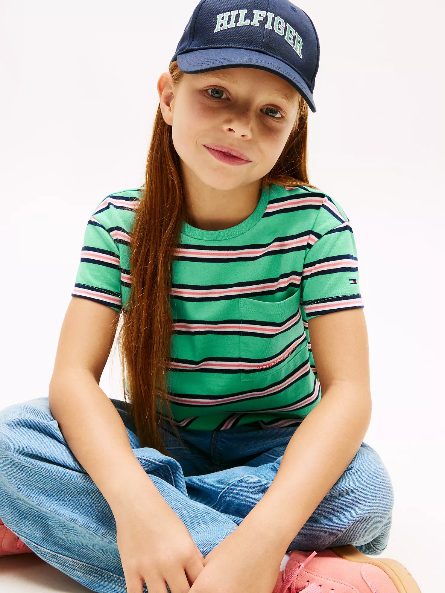 Girls  Stripe Pocket T-Shirt
