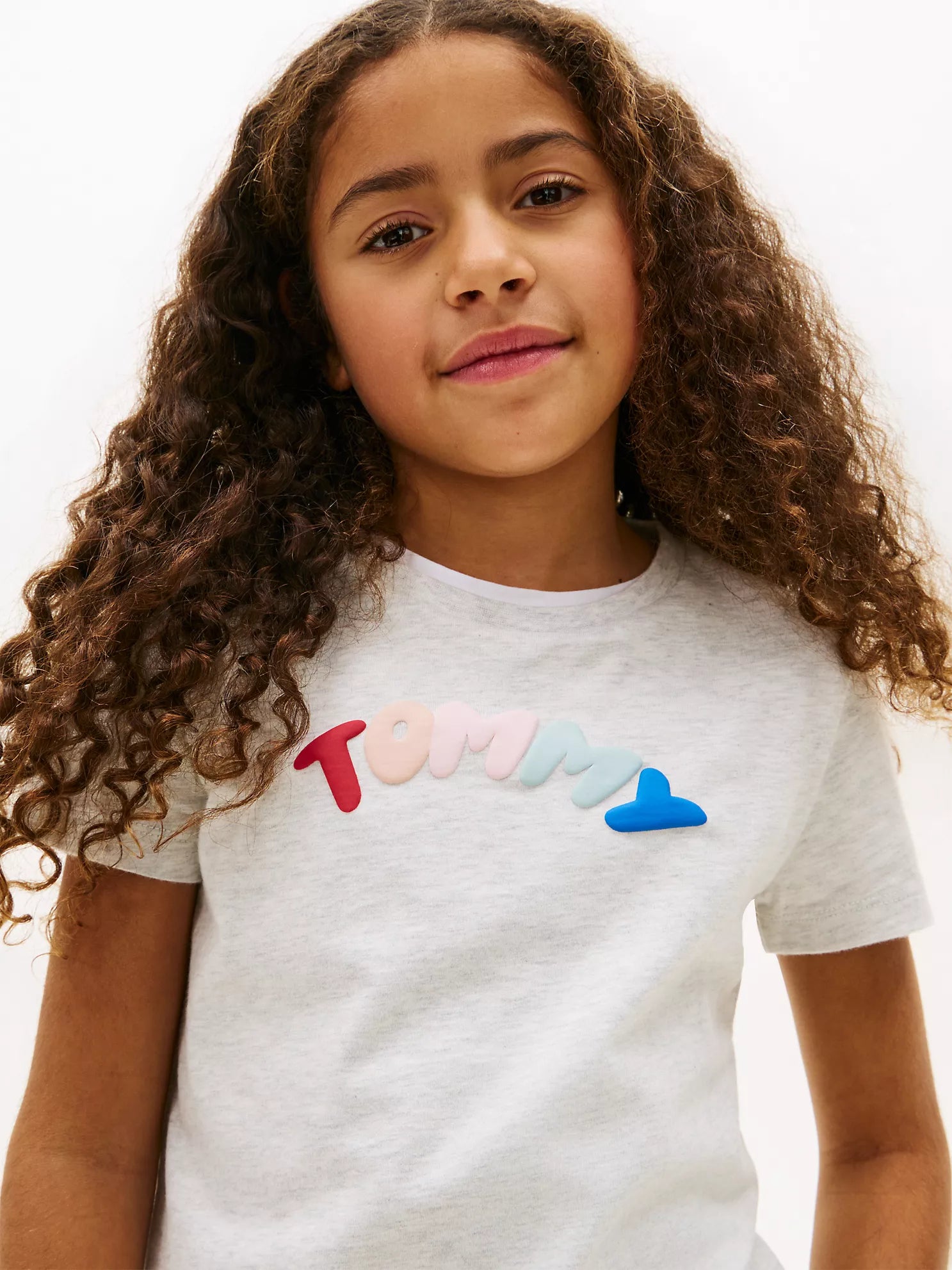 Tommy Hilfiger Girls Multicolor Puff Logo Cotton T-Shirt
