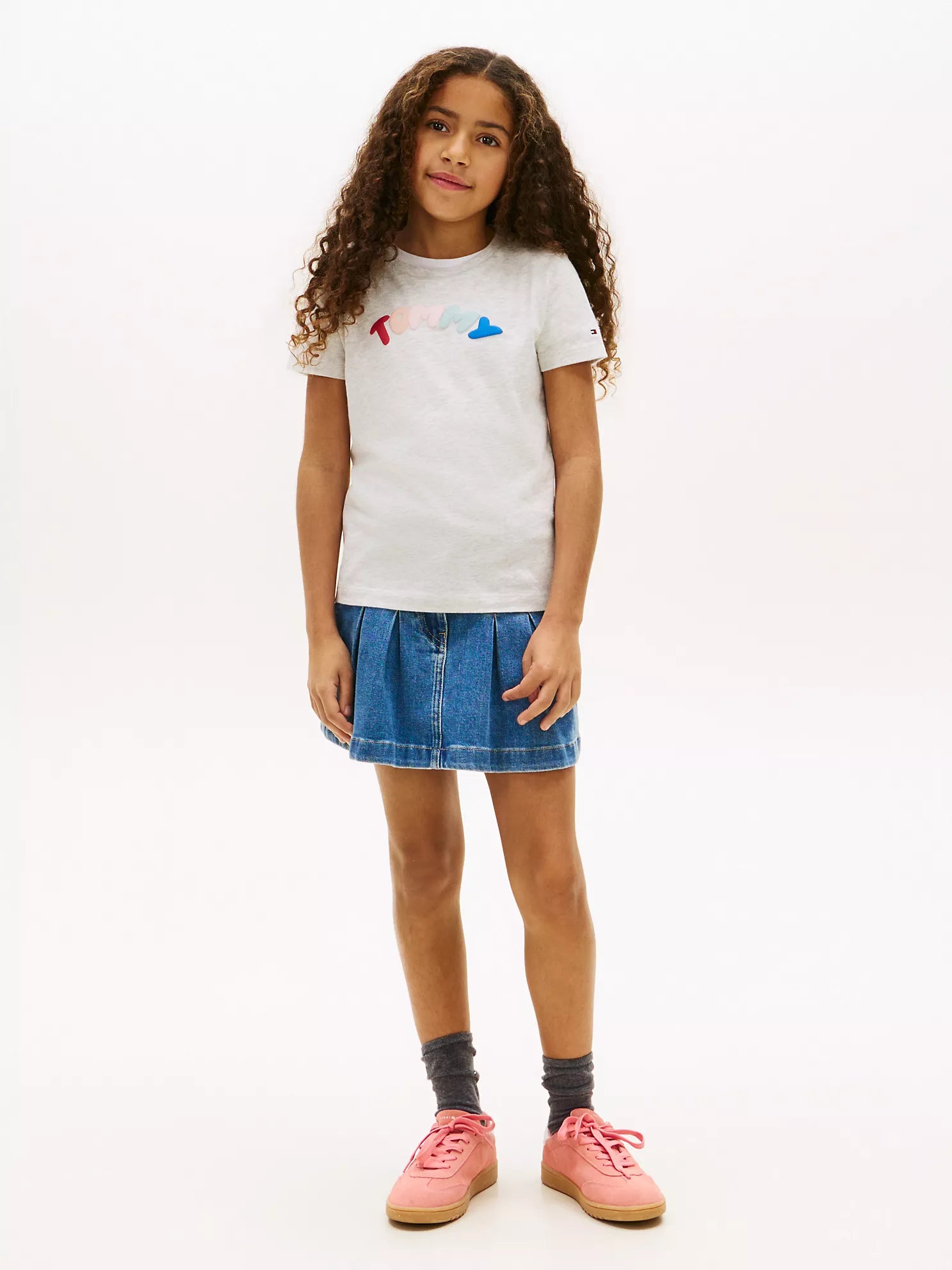 Tommy Hilfiger Girls Multicolor Puff Logo Cotton T-Shirt