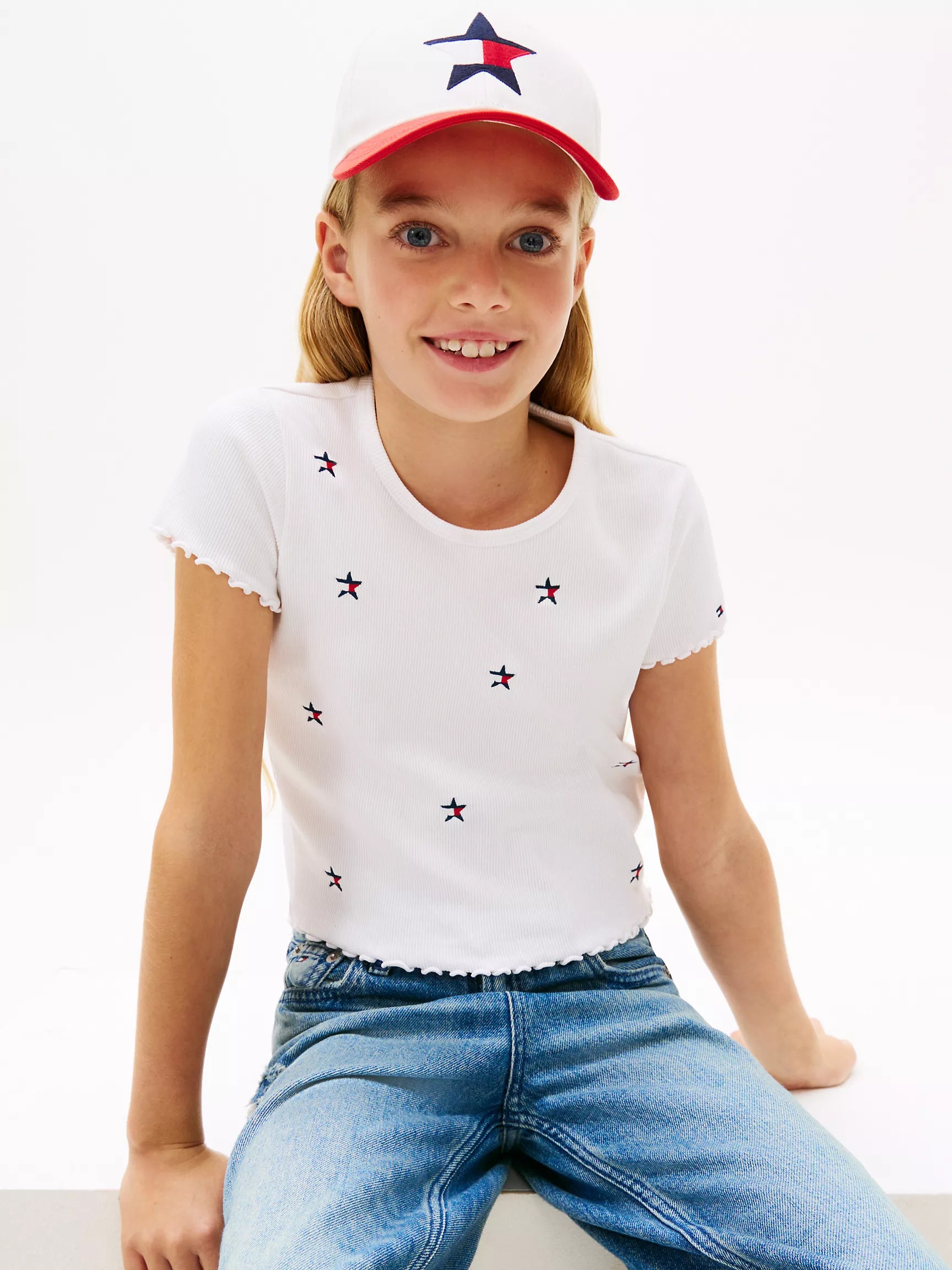 Kids' Embroidered Star Ribbed T-Shirt