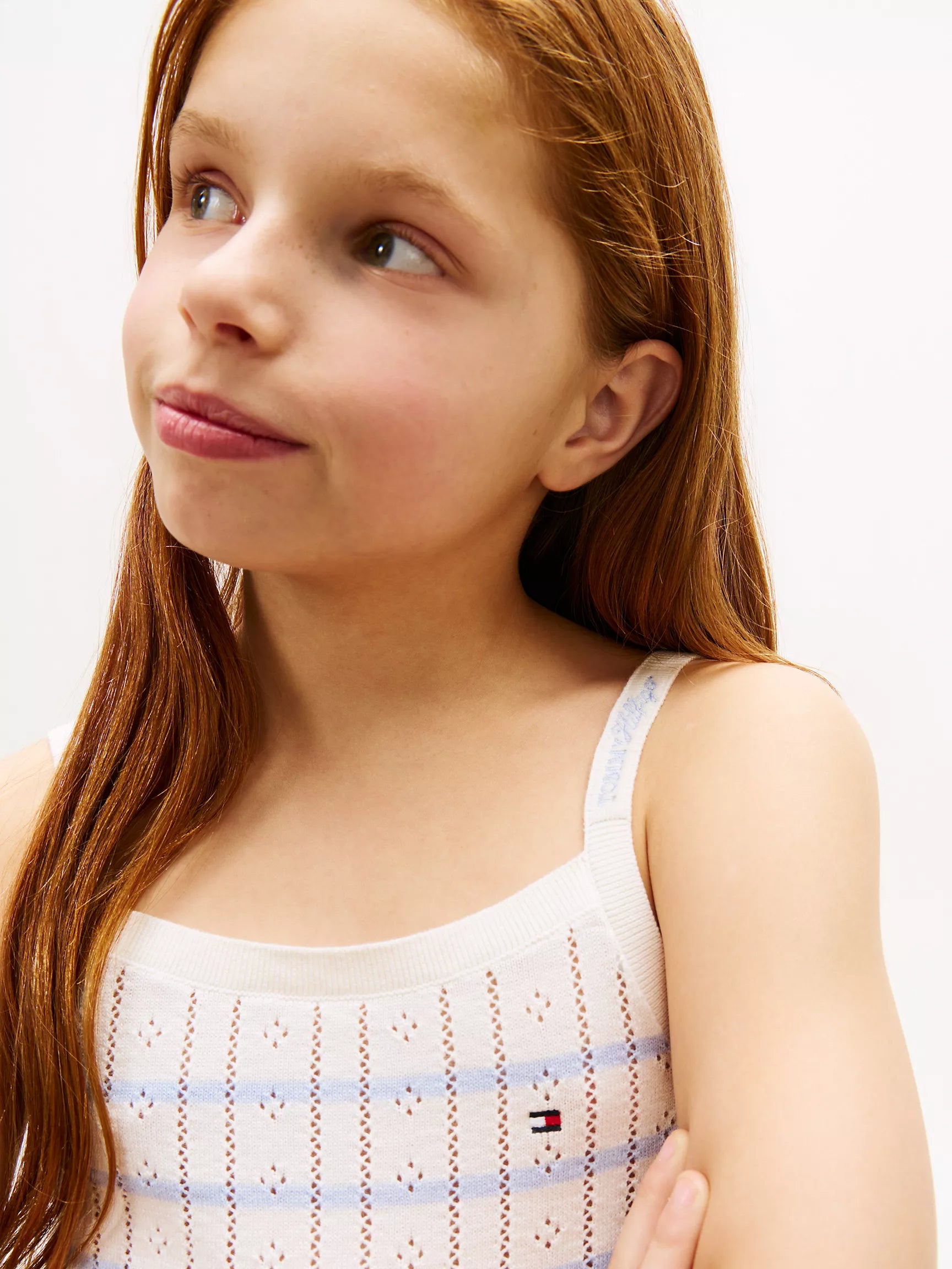 Kids' Striped Pointelle Sweater Tank Sz 8-10