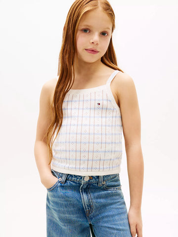 Kids' Striped Pointelle Sweater Tank Sz 8-10